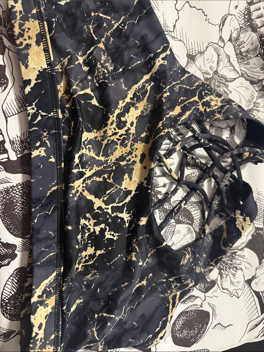 CVG Med Black & Gold Marble Print Bra